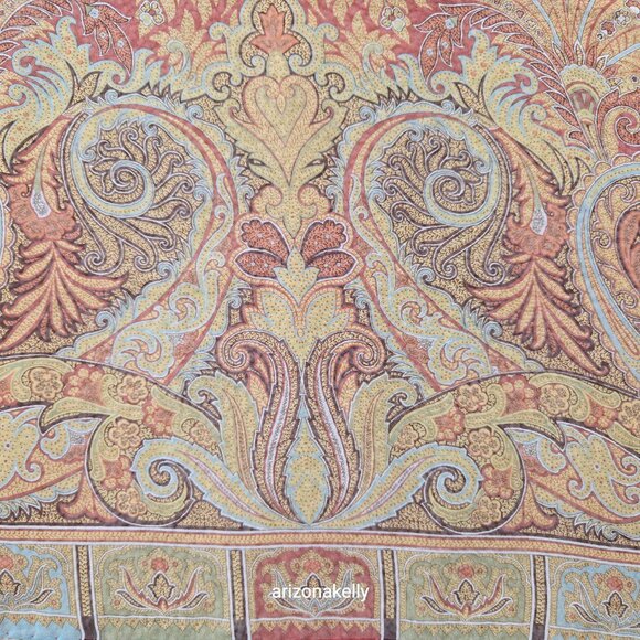 NWOT ETRO 100% Silk Square Scarf Crepe Fall Colors Earth Tones Italy Milan - Picture 10 of 16